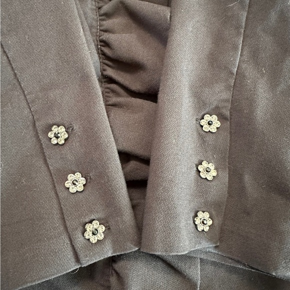 Zara TRF Collection Black Ruffle Front Long Sleeve V-neck Dress Size Medium - Picture 10 of 17